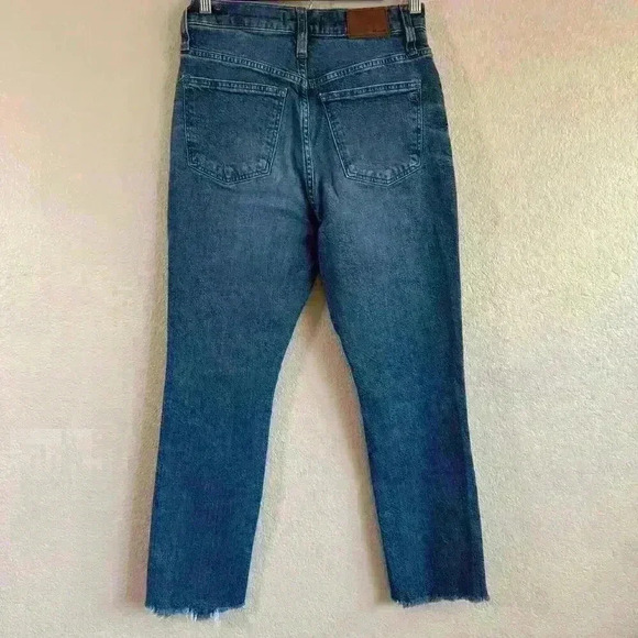 Madewell The High Rise Slim Boy Jean Ripped Frayed Blue Demin Women Size 27 - Picture 2 of 10